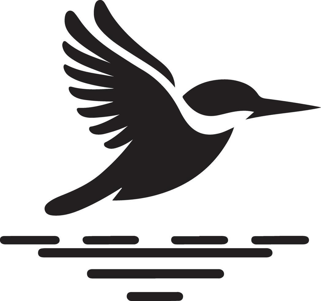 martín pescador pájaro vector Arte icono, clipart, símbolo, negro color silueta, blanco antecedentes 7 7