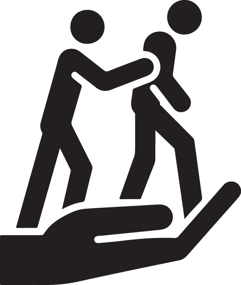 a man help other man vector icon black color silhouette, white background 29