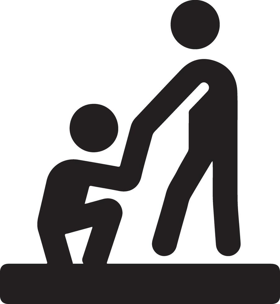 a man help other man vector icon black color silhouette, white background 23