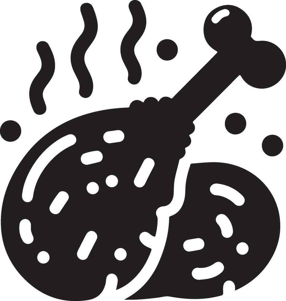fried hot chicken leg pcs vector icon silhouette, clipart, symbol, black color silhouette