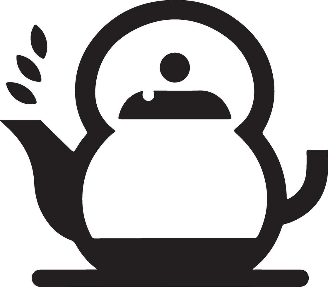 tea kettle vector icon with cup silhouette, black color silhouette 8