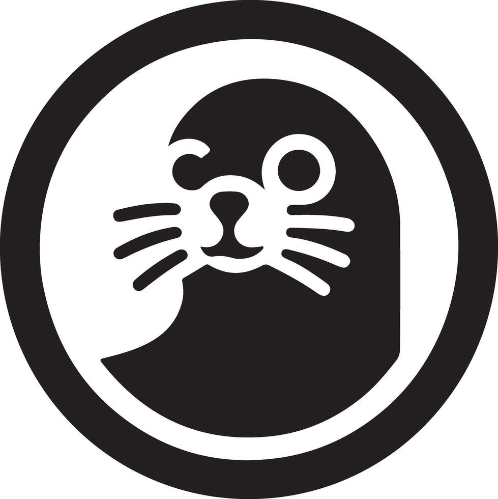 minimal Seal vector icon, flat symbol, black color silhouette, white background 8