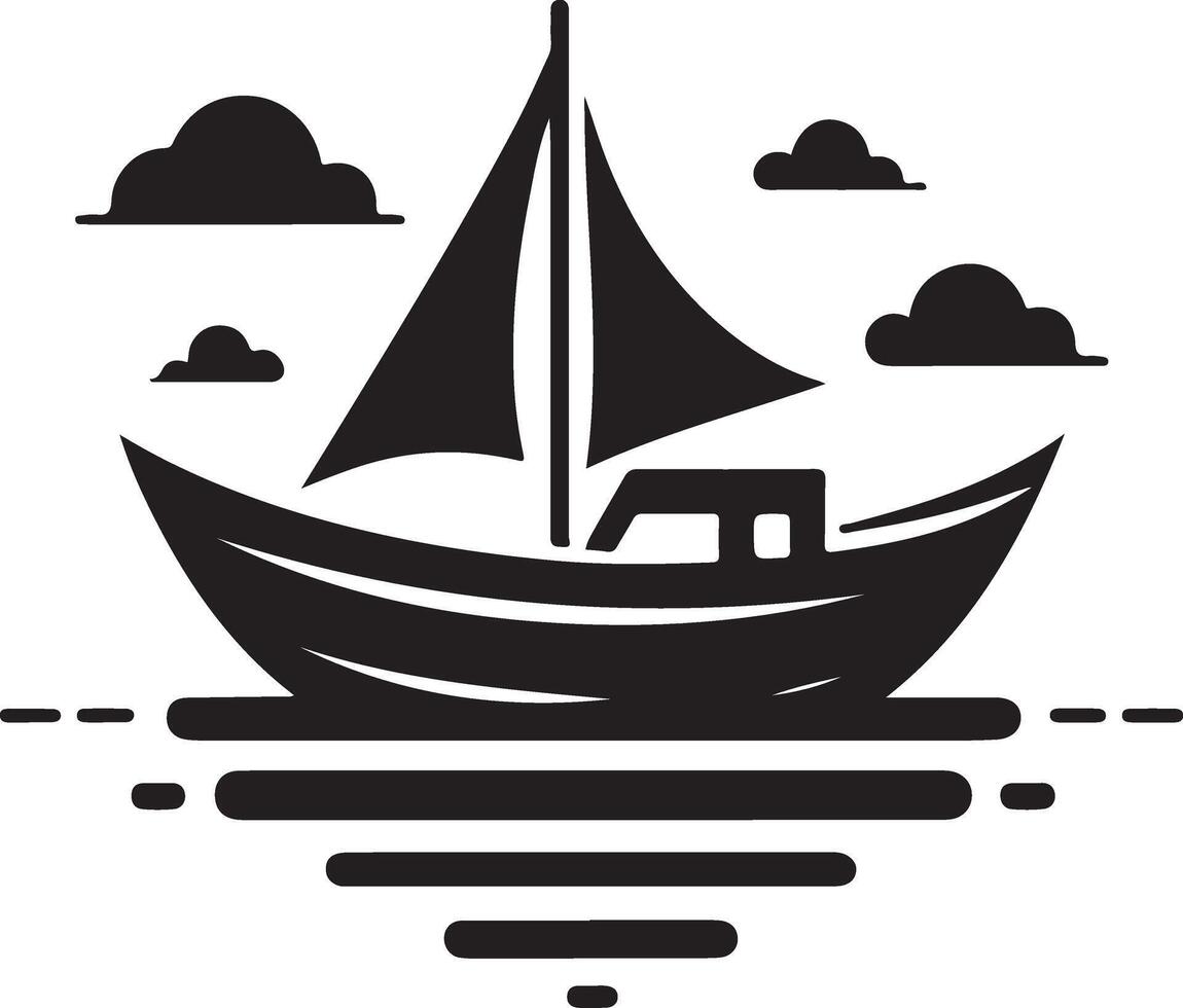 boat vector logo concept icon, clipart, symbol, black color silhouette,  white background 13