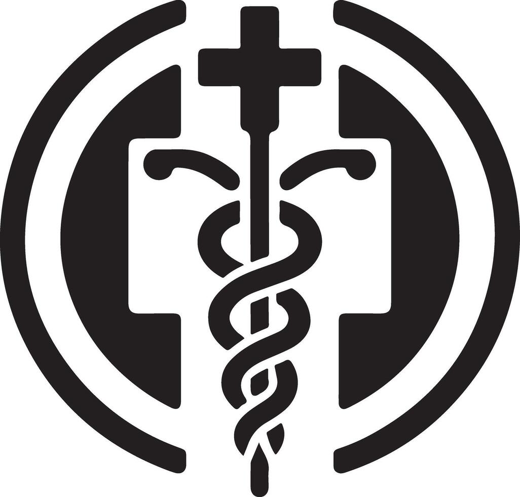 médico logo icono, plano símbolo, negro color silueta 8 vector