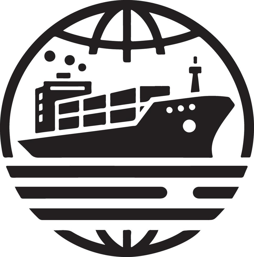 mínimo internacional Envío petrolero Embarcacion debajo redondo forma logo vector icono 10