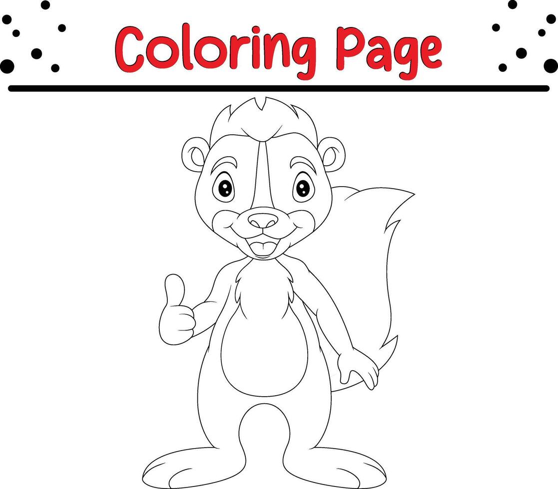 funny skunk coloring page for kids vector