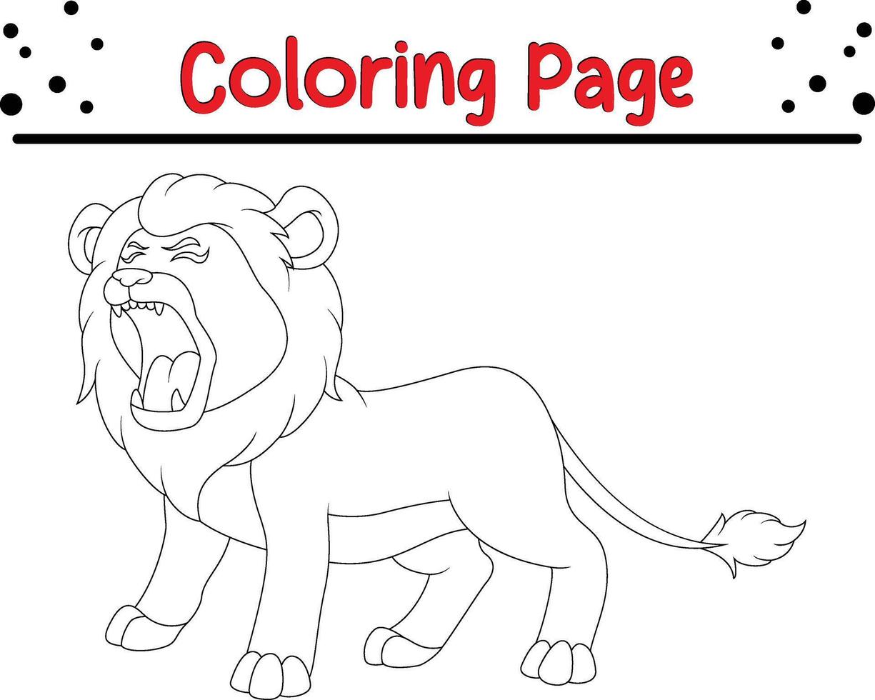 lion is roaring coloring page for kids vector