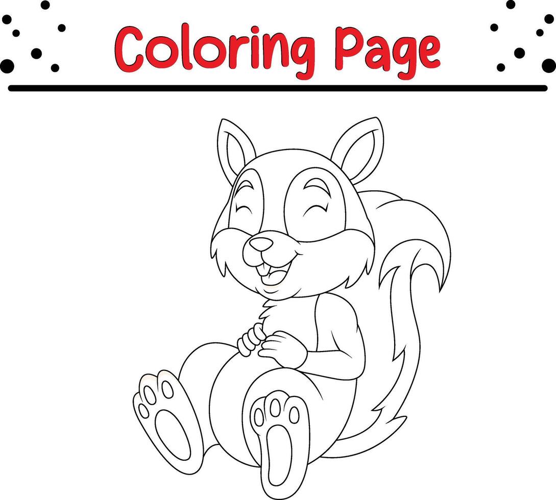 funny squirrel sleep coloring page for kids vector