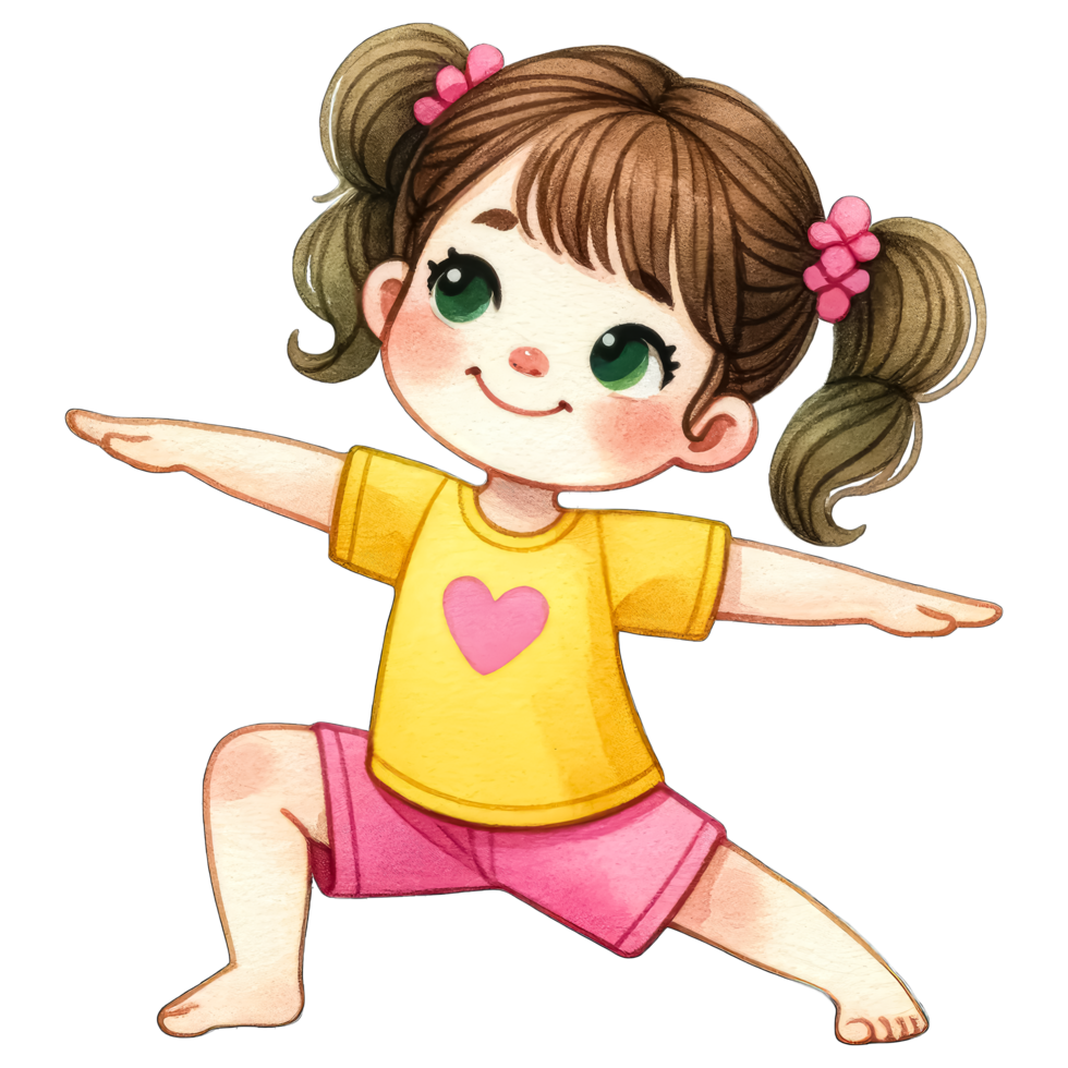 AI generated Watercolor Cute Girl Exercising Clipart AI Generative png