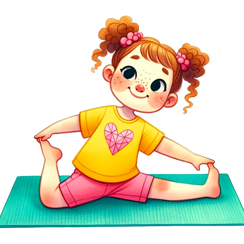 AI generated Watercolor Cute Girl Exercising Clipart AI Generative png