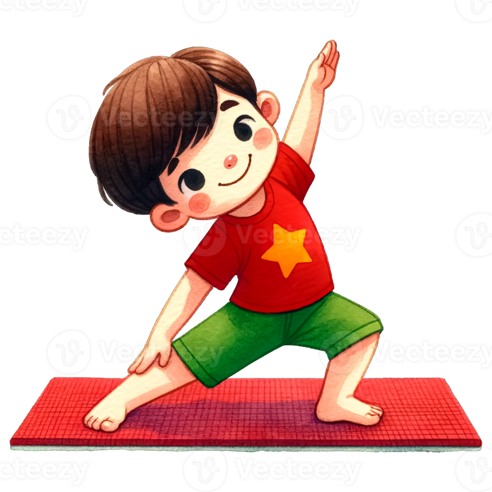 AI generated Watercolor Cute Boy Exercising Clipart AI Generative png