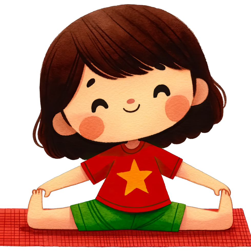 AI generated Watercolor Cute Girl Exercising Clipart AI Generative png