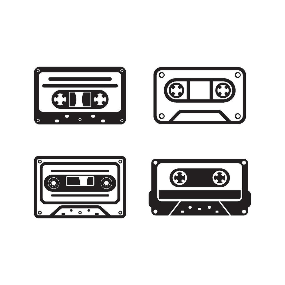 tape cassette icon logo vector design template