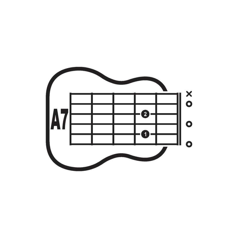 A7 guitar chord icon. Basic guitar chord vector illustration symbol design