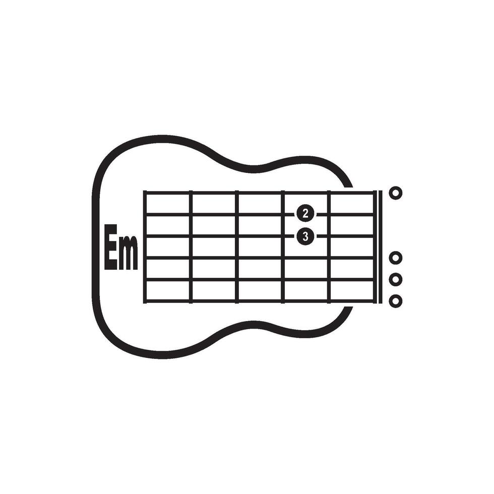 Em guitar chord icon. Basic guitar chord vector illustration symbol design