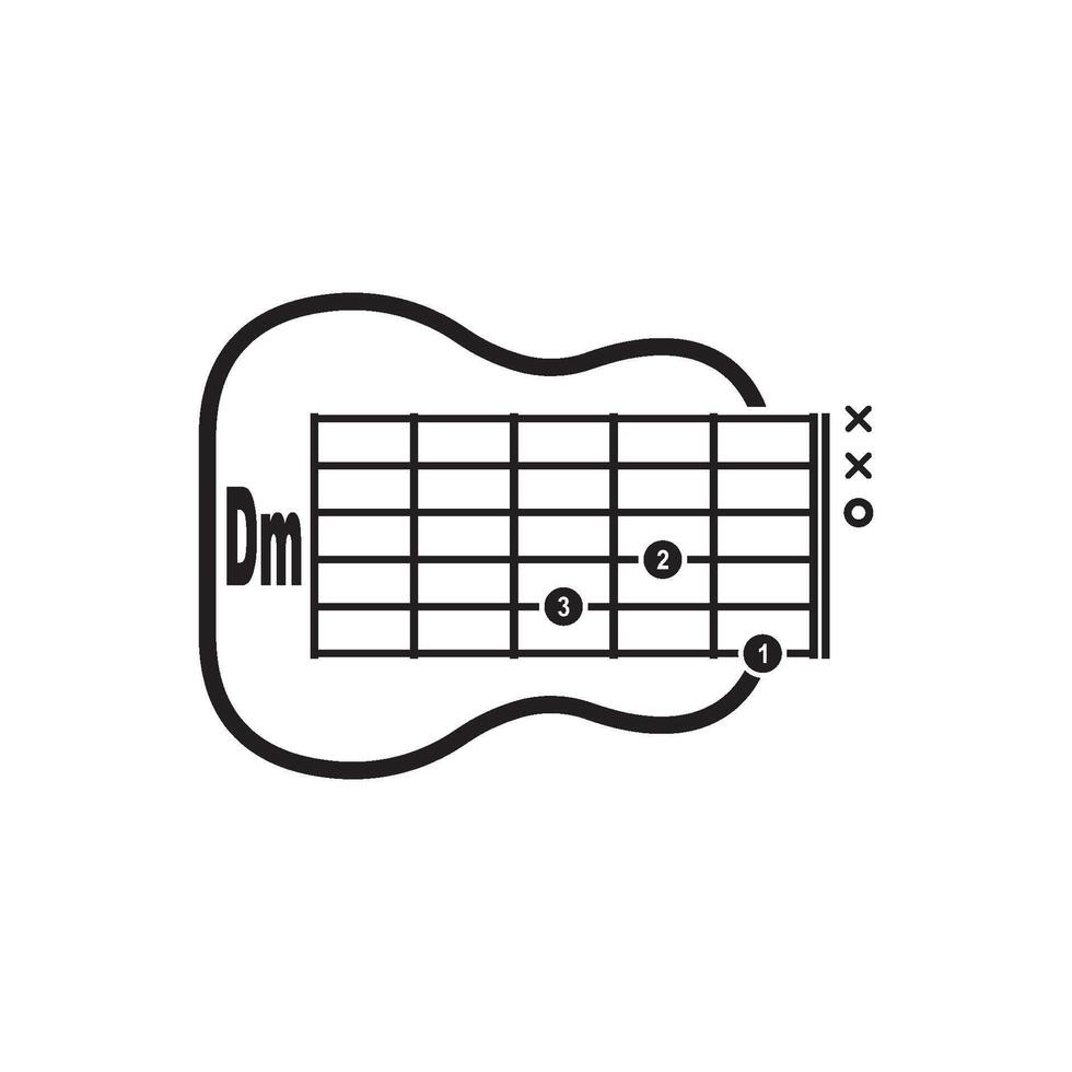 Dm guitar chord icon. Basic guitar chord vector illustration symbol design