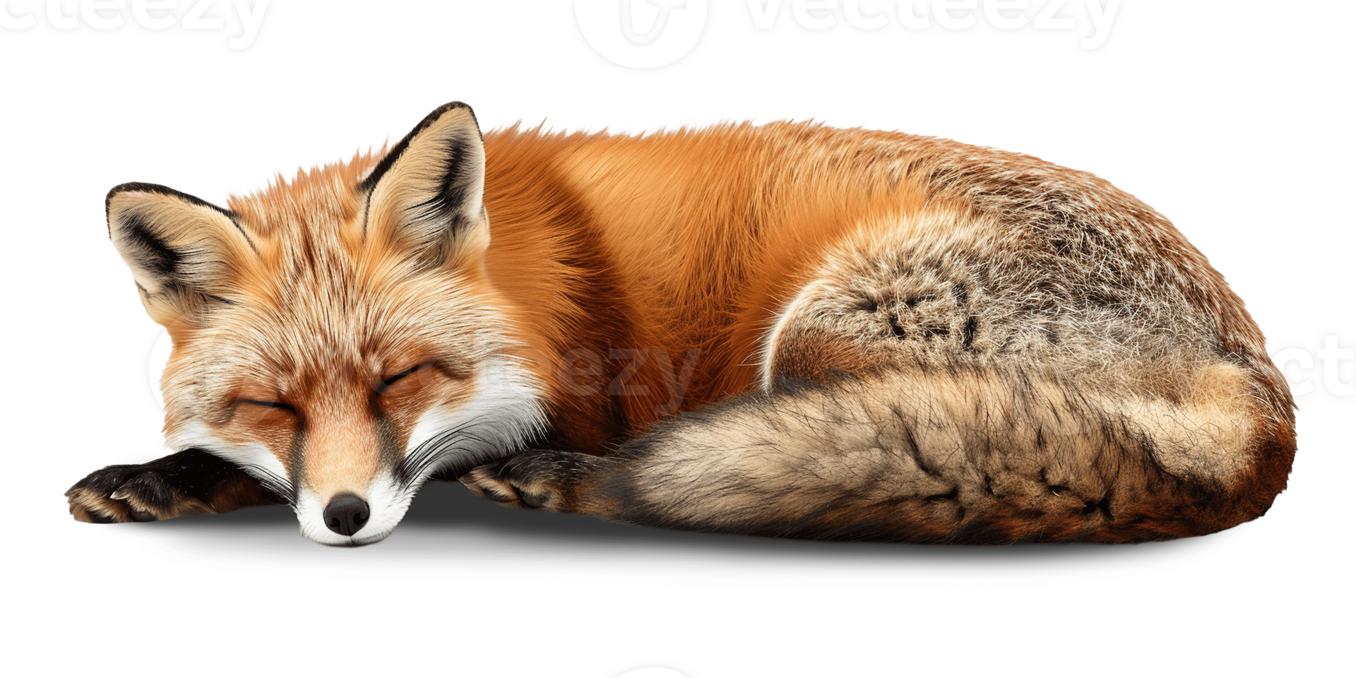AI generated Sleeping cute red fox isolated on transparent background, PNG cutout graphic resource