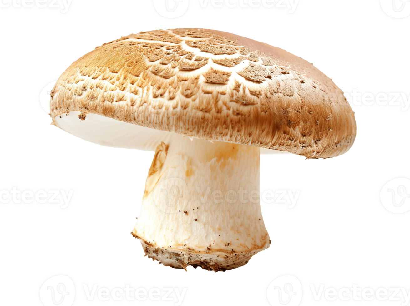 AI generated Boletus mushroom with a red cap PNG cutout isolated on transparent background, graphic resource