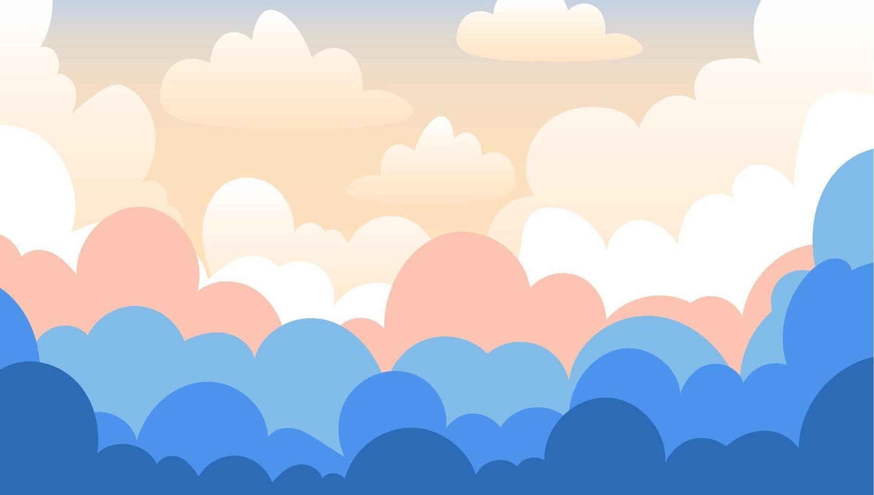 Cute vector background with layers of clouds. Delicate, pastel colors.