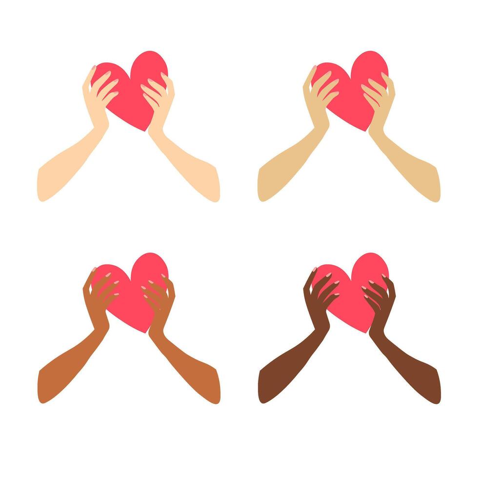 Hands holding a big heart. Vector, flat style vector