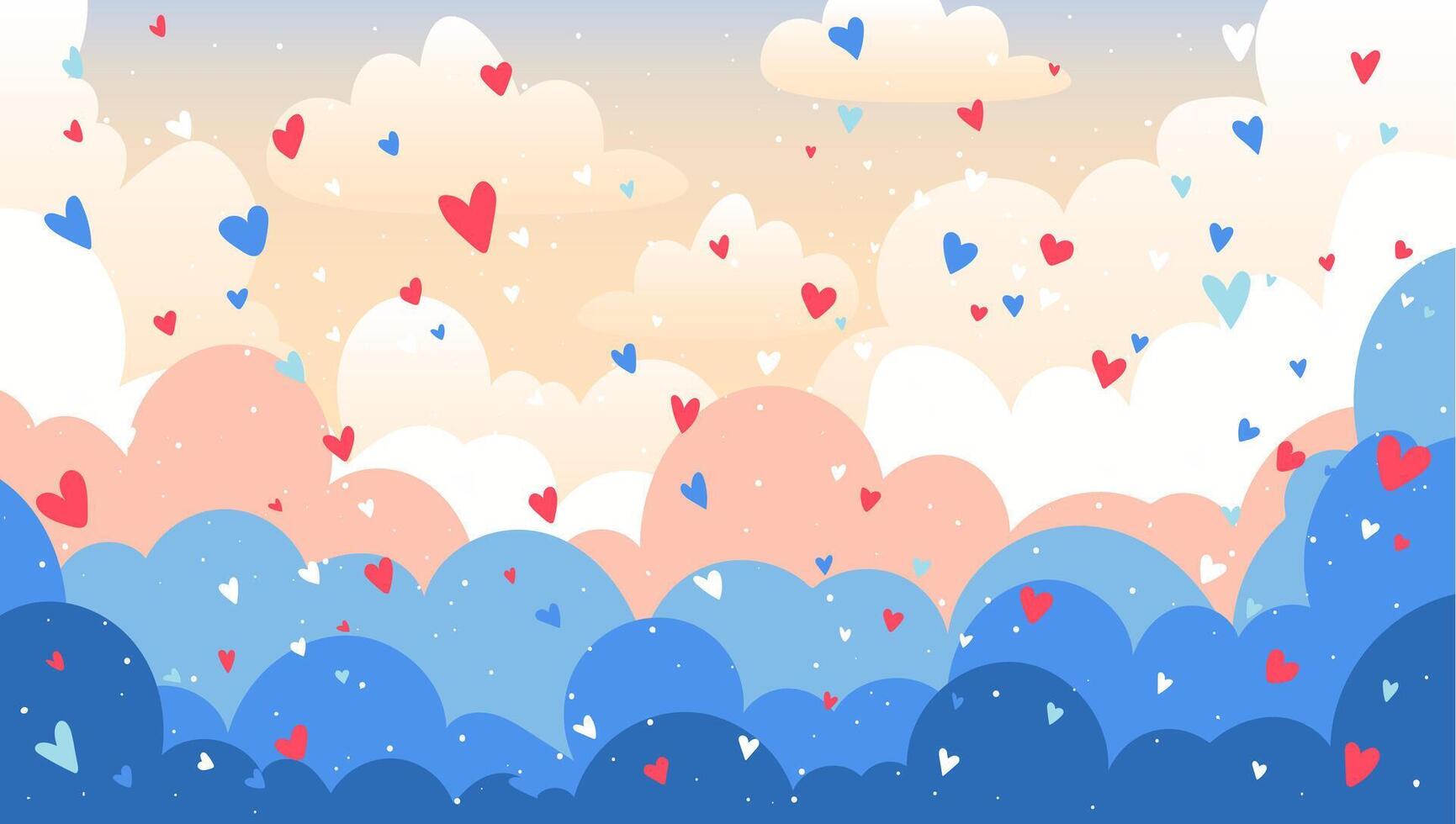 Cute vector background with layers of clouds. Delicate, pastel colors.