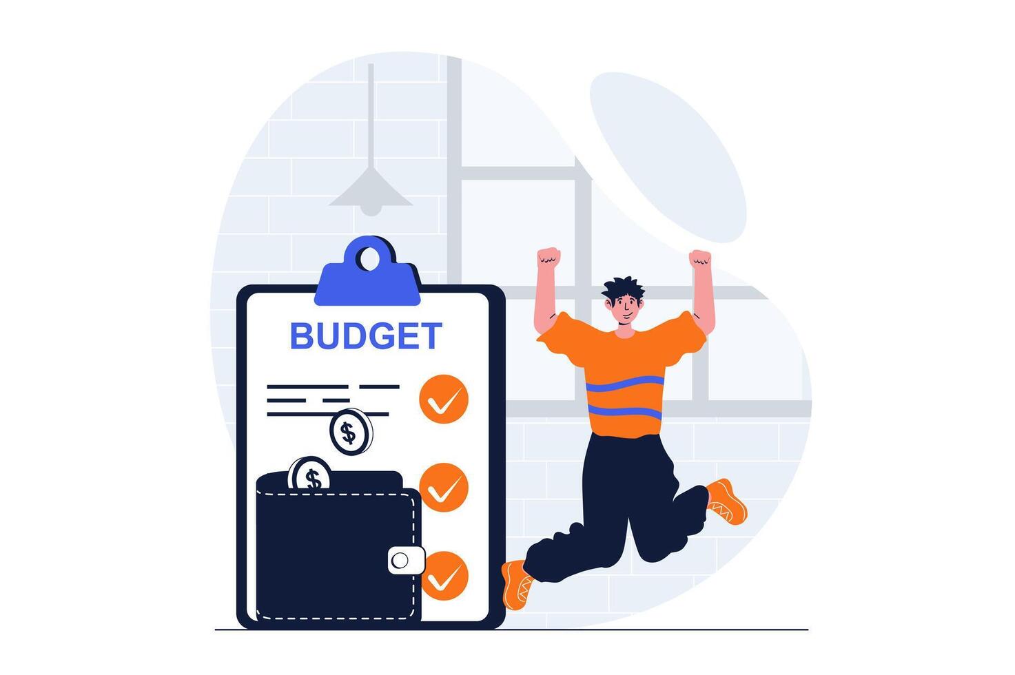 Business growth web concept with character scene. Man celebrating increase in financial profit and budget. People situation in flat design. Vector illustration for social media marketing material.