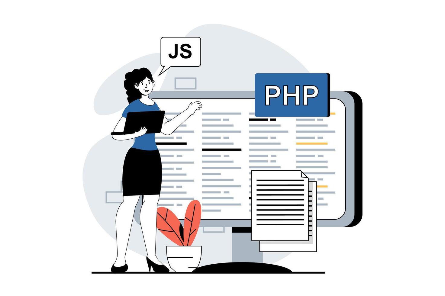 Software development concept with people scene in flat design for