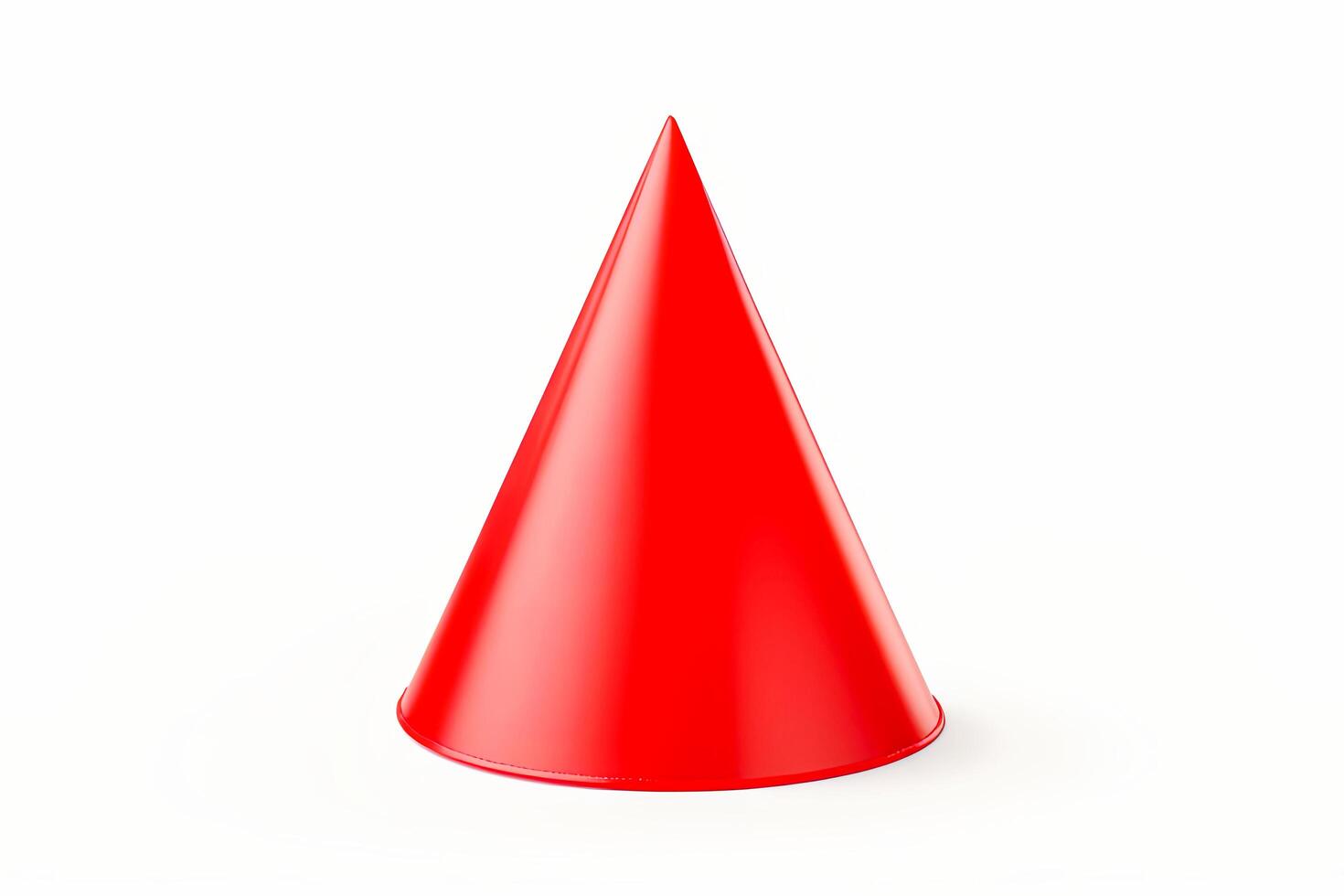 AI generated Red Plastic Cone on White Background photo