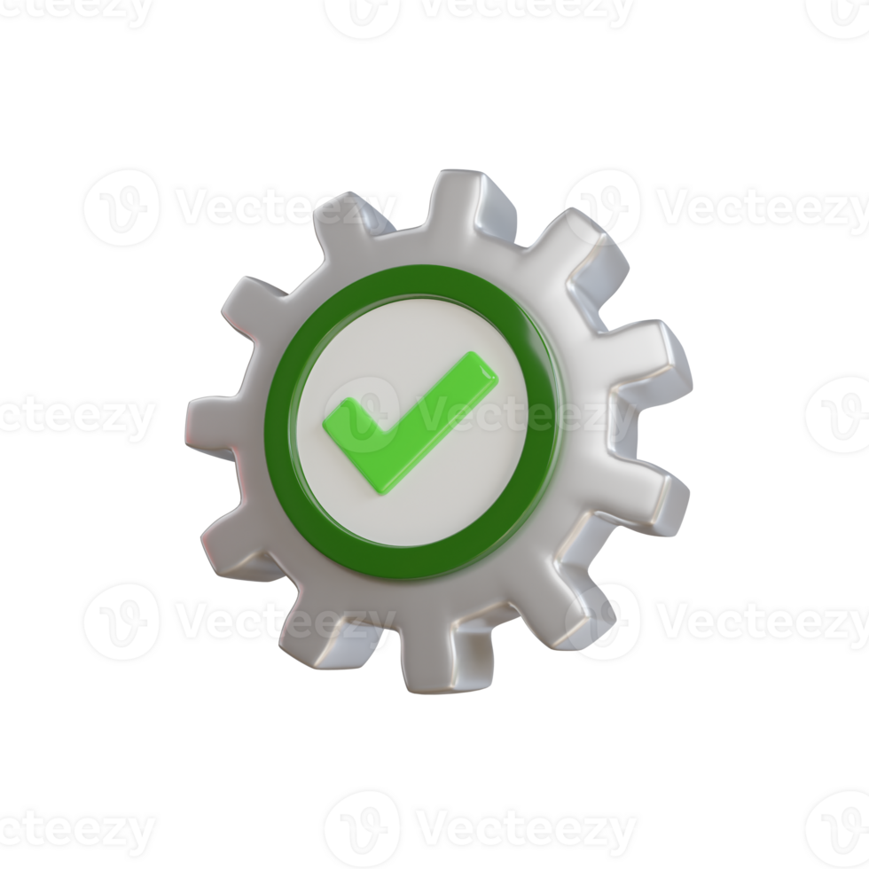 Verified Configuration 3D Icon. Setting Done 3D Icon png