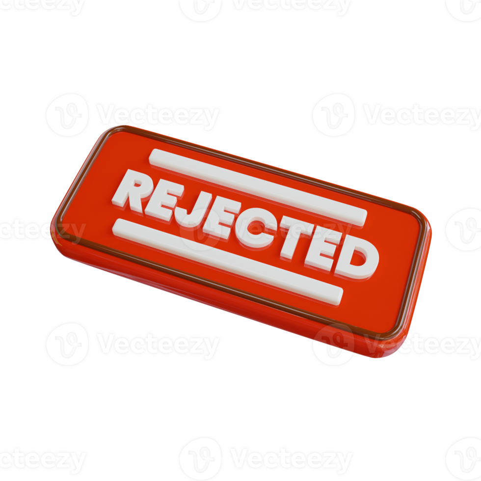 Rejected Button 3D Icon. Rejected 3d icon png