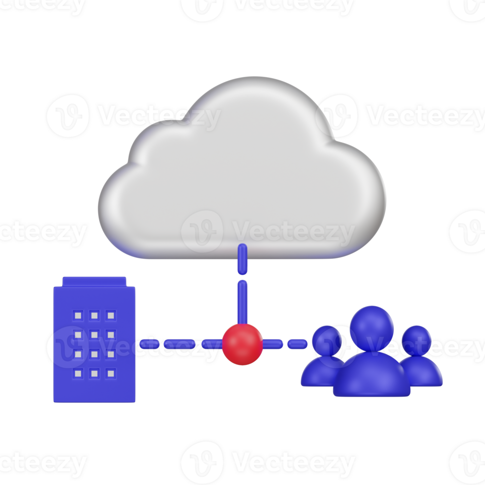 Hybrid Cloud Connection Network 3d Icon png