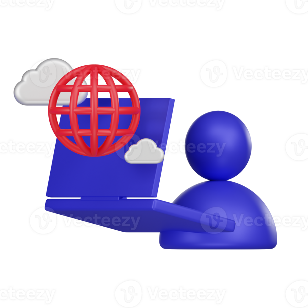 Remote Work on Cloud 3D Icon png