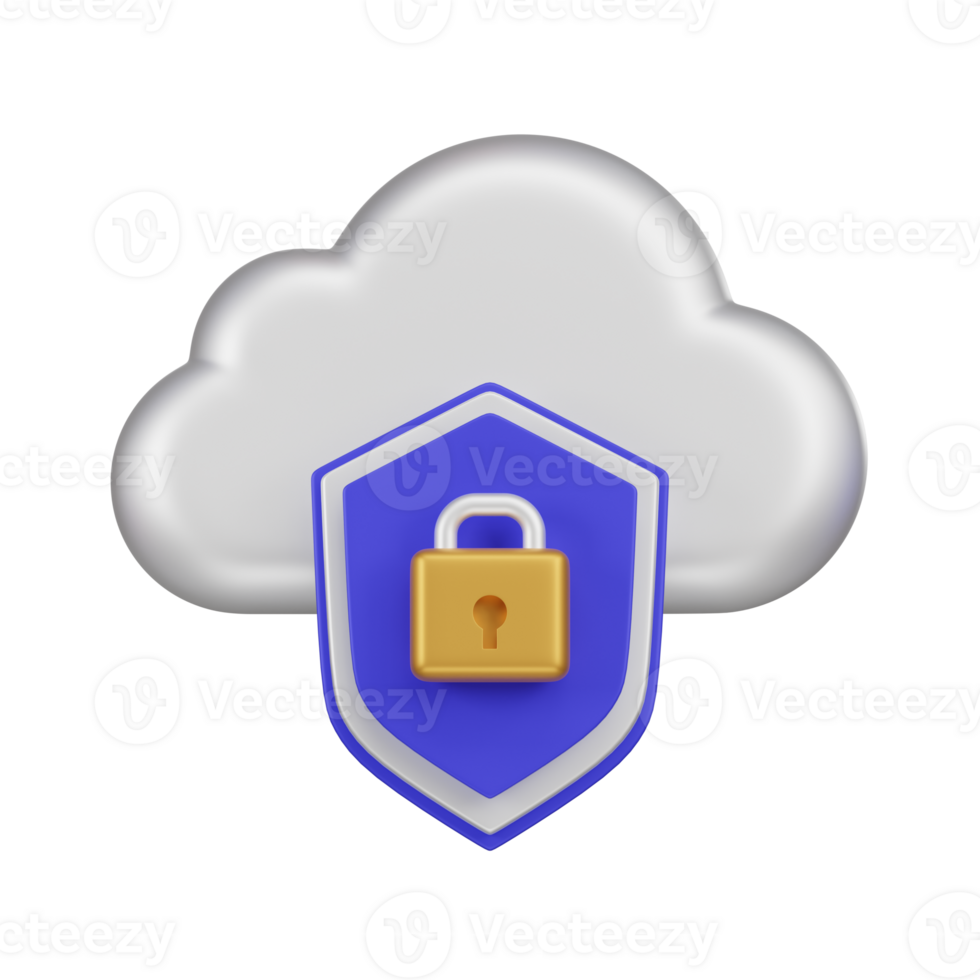 Cloud Protection Shield Lock 3d Icon png