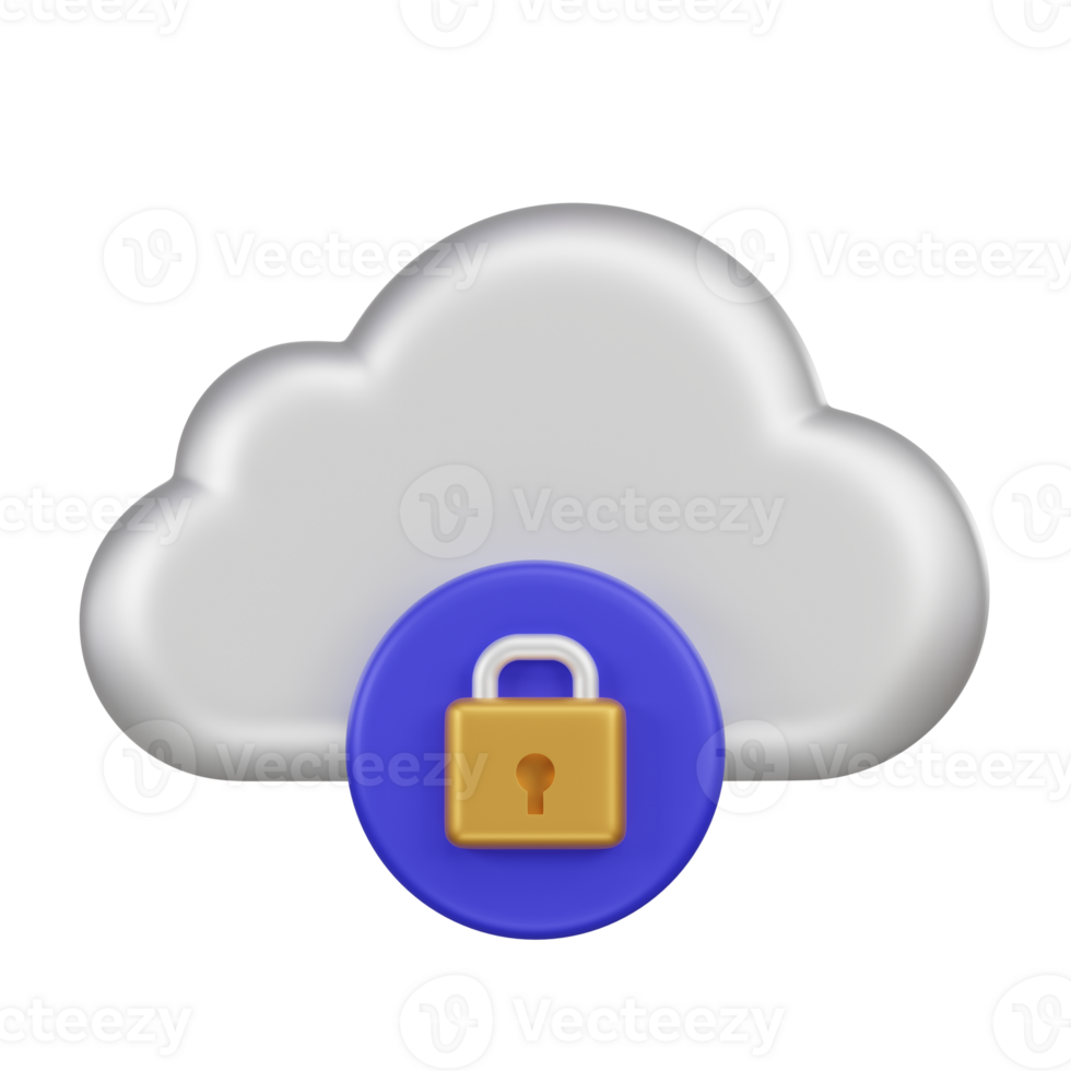 Private Cloud, Cloud Lock 3d Icon png