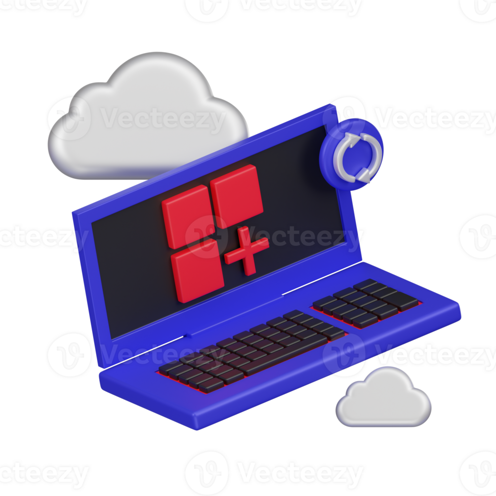 Modern App Sync on Cloud 3d Icon png