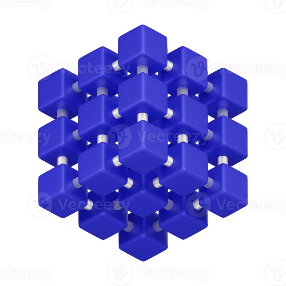 numérique bloquer 3x3 nuage paquet 3d icône png