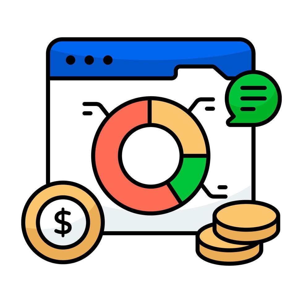 A premium download icon of web data analytics vector