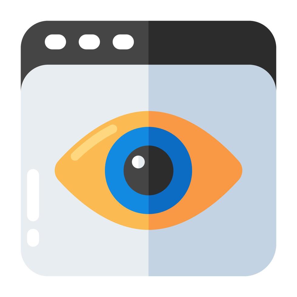 Eye on webpage, icon of web monitoring vector