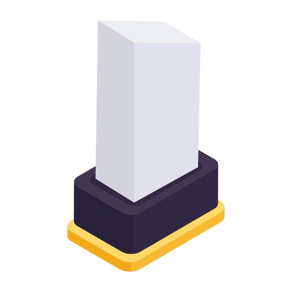 An isometric design icon of glass trophy cup vector