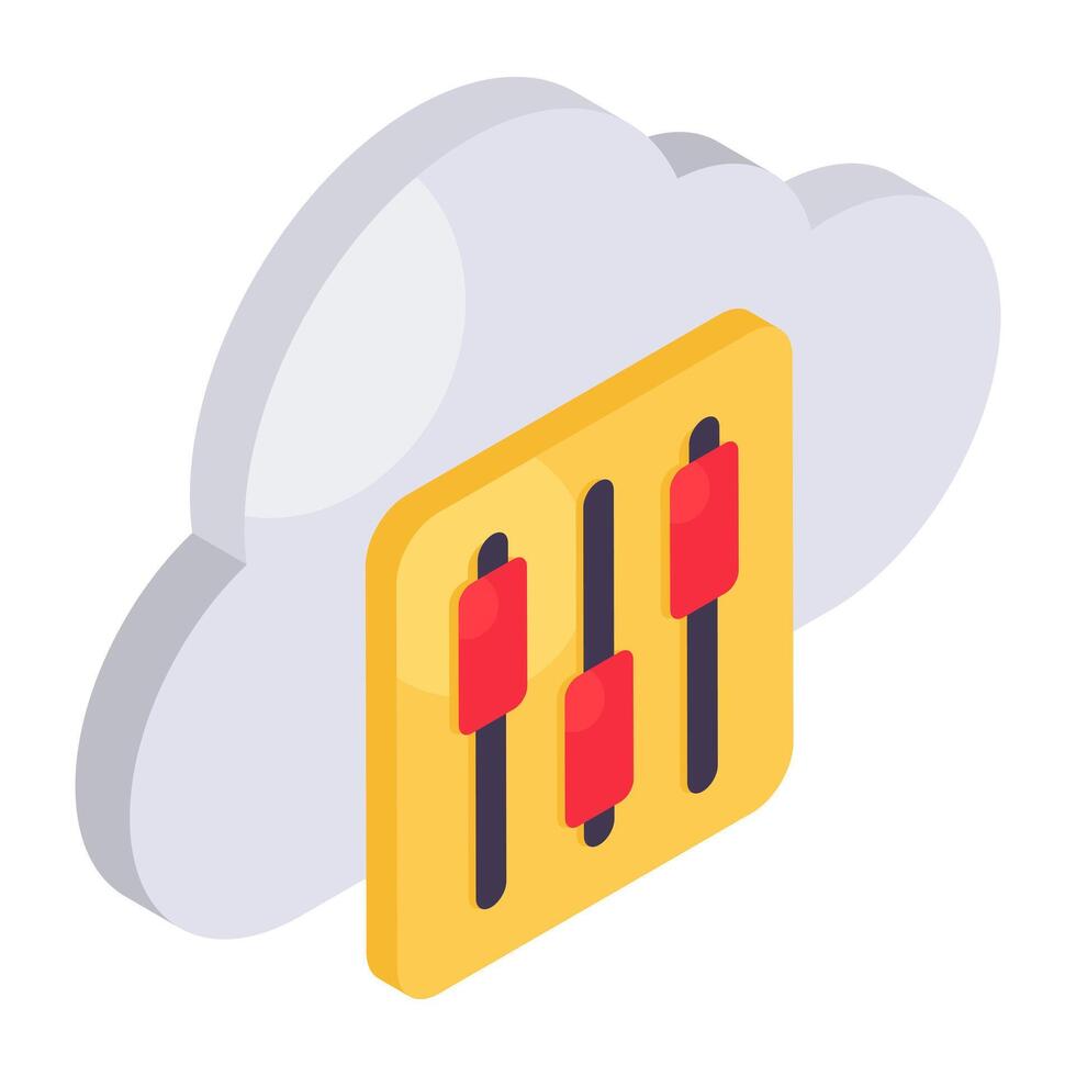 Editable design icon of cloud equalizer vector