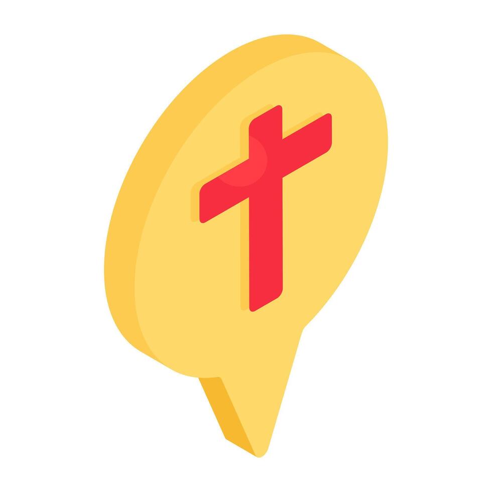 un isométrica diseño icono de Iglesia ubicación vector