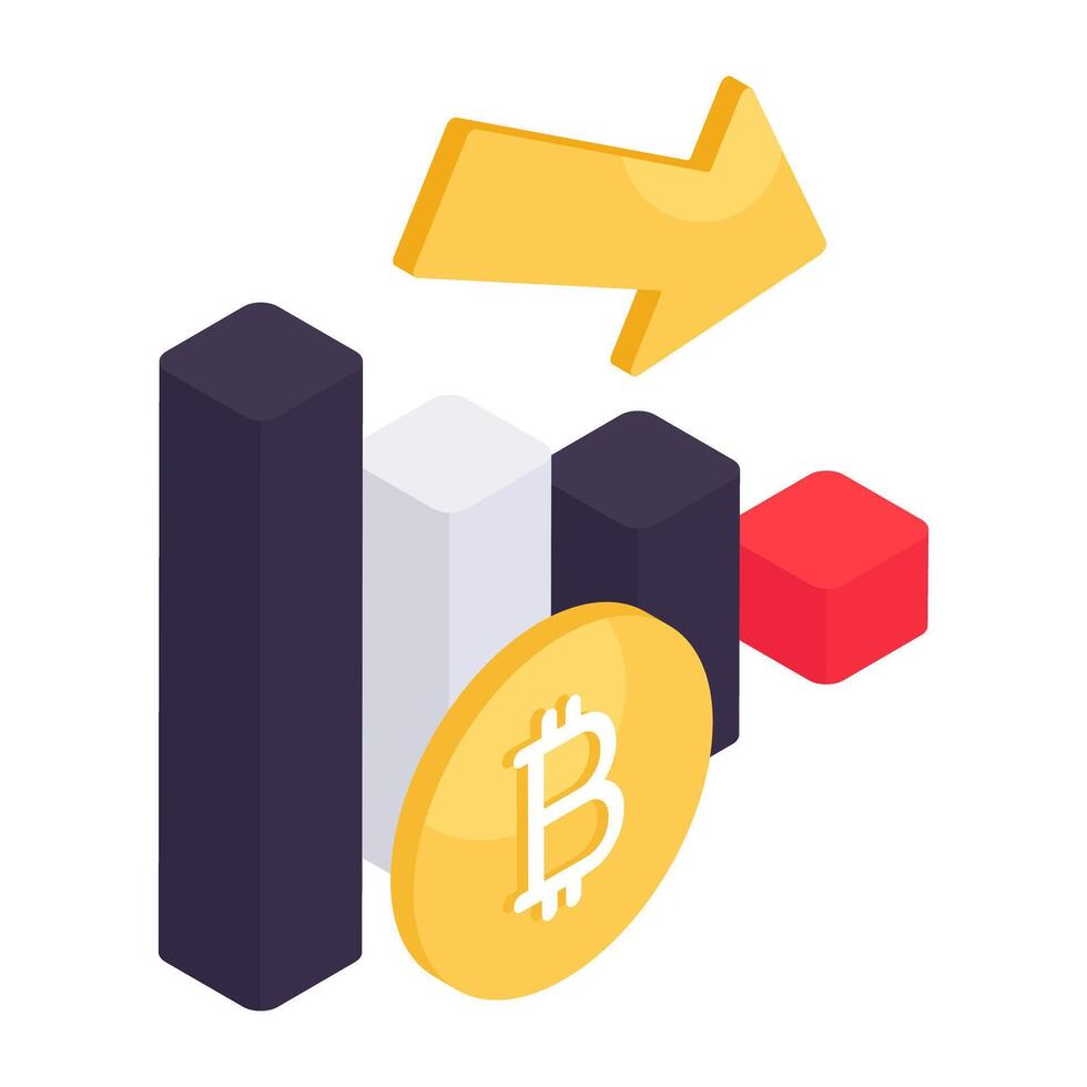 A creative design icon of bitcoin chart vector