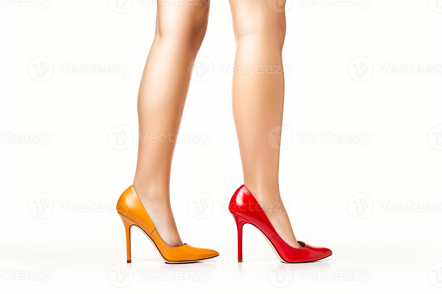 AI Generated Womans Legs in High Heels and Black Dress photo