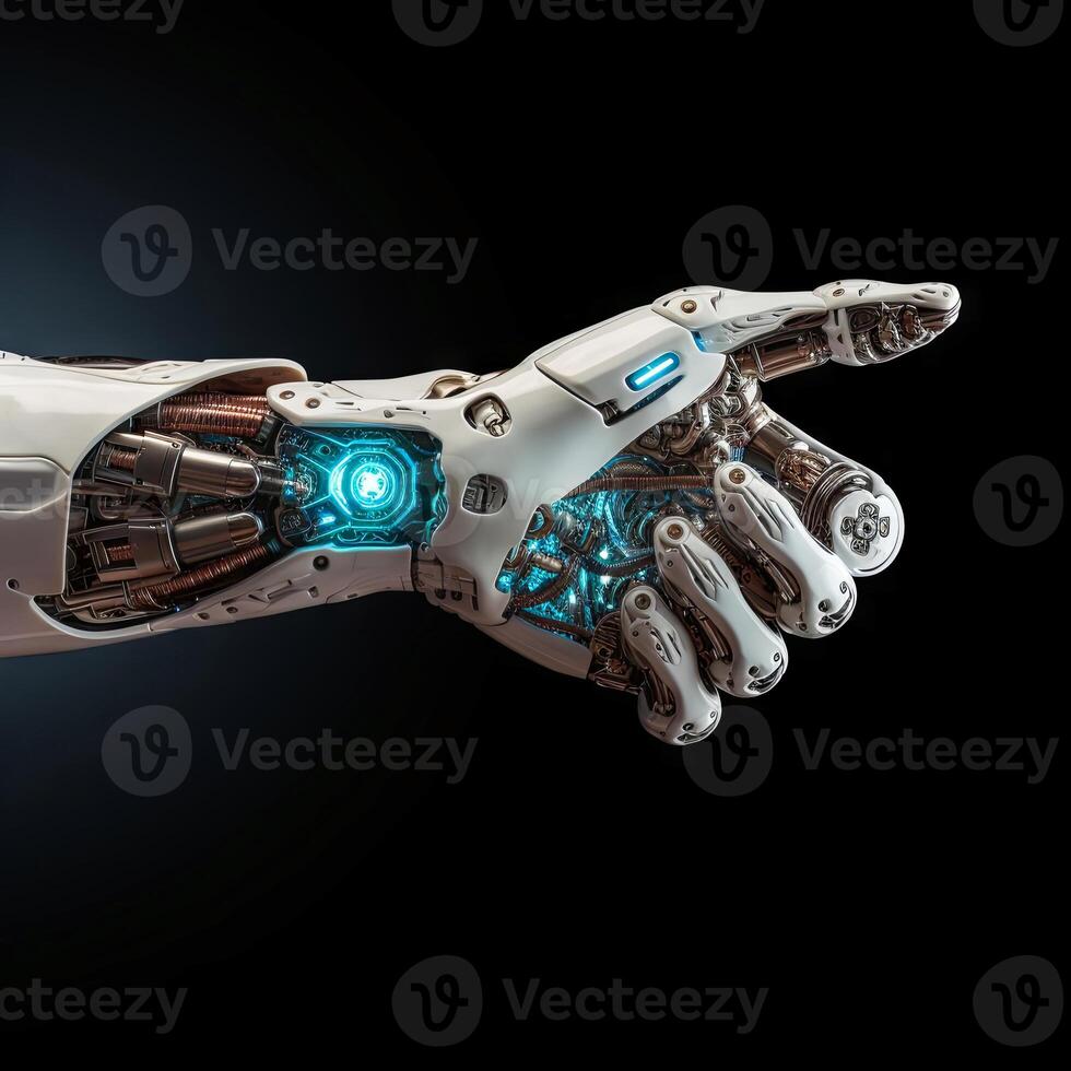 AI Generated Persons Arm With Robotic Hand photo