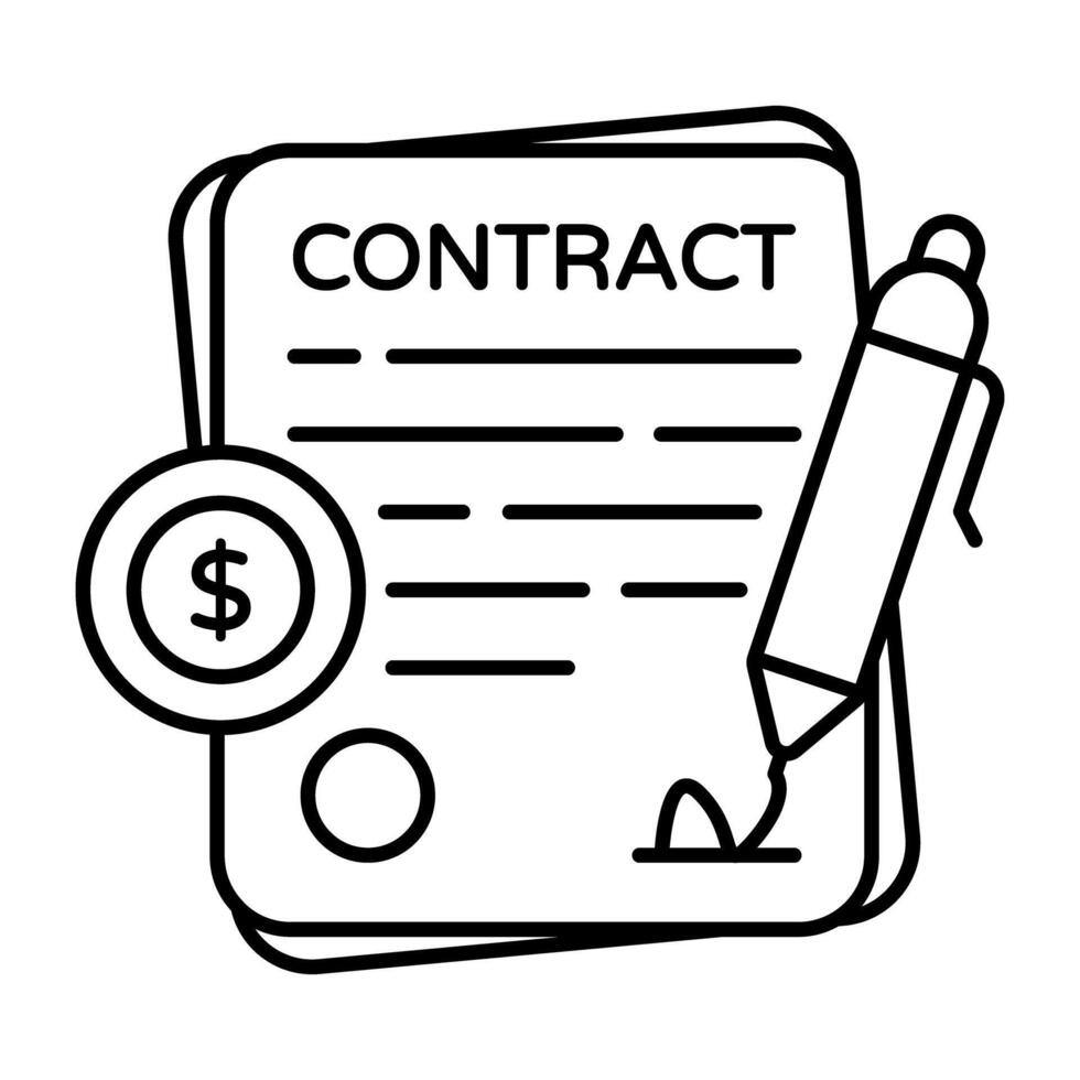 An icon design of contract paper vector