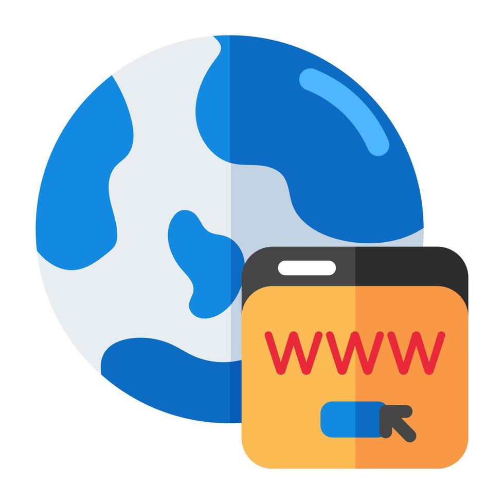 A flat design icon of web browser, www vector