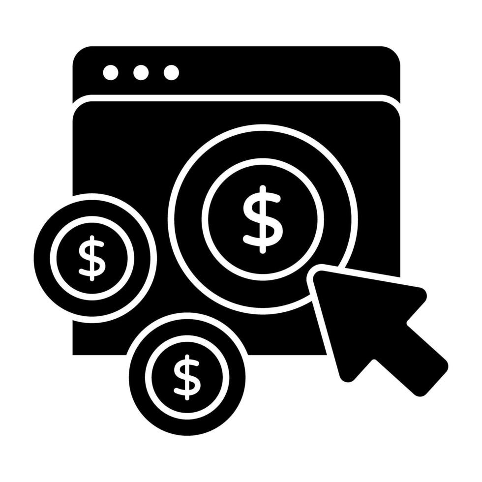 Conceptual solid design icon of pay per click vector