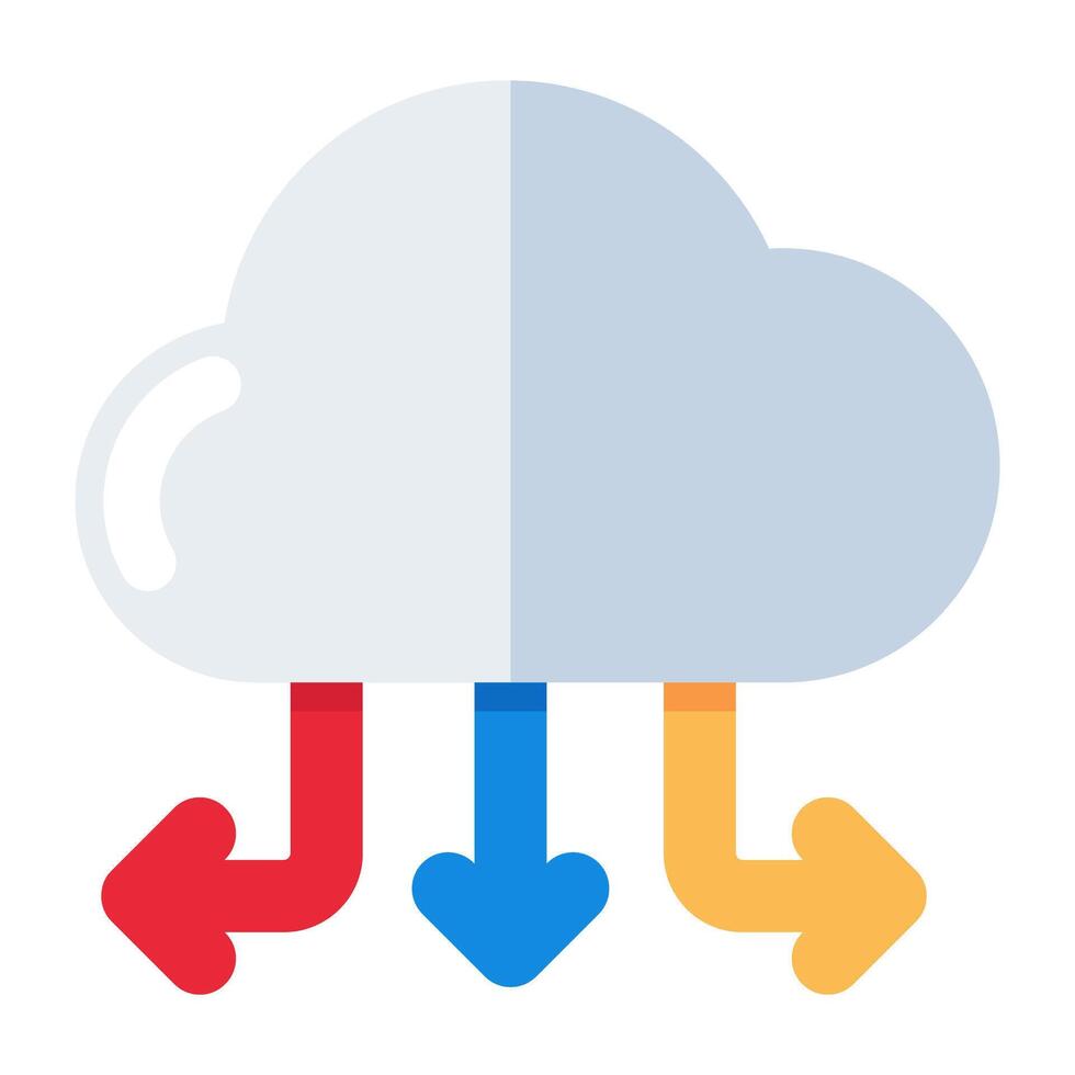 Editable design icon of cloud directions vector