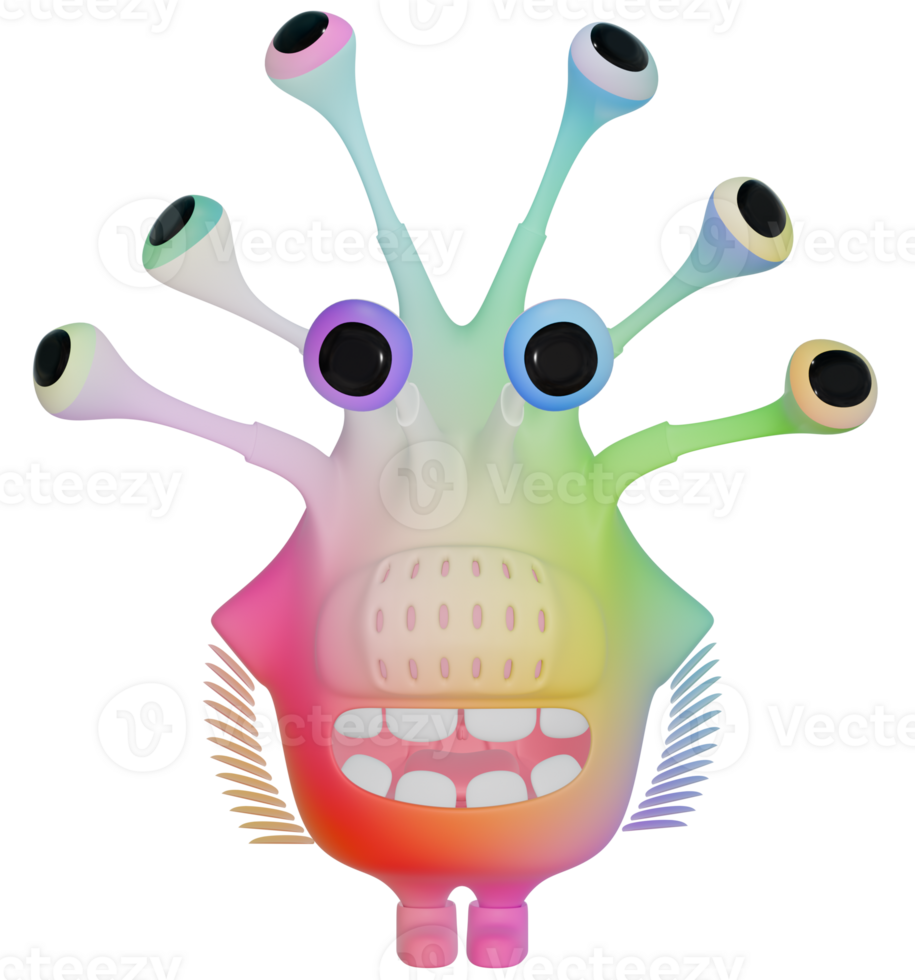 3D personage monster colorful red green png