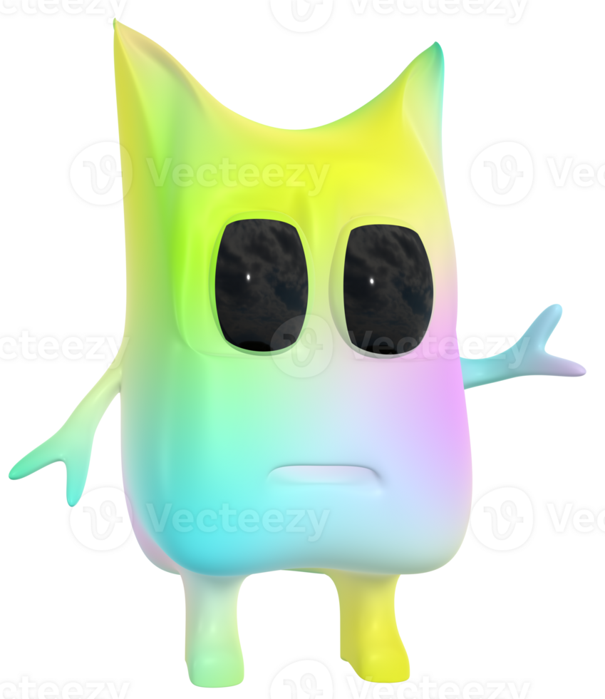 3D personage alien colorful pink yellow png